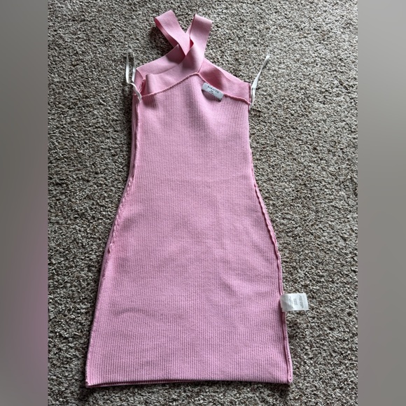 BABATON Aritzia Sculpt Knit Criss Cross Dress Ribbed Halter Dress Pink Size XXS - Picture 14 of 14
